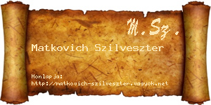 Matkovich Szilveszter névjegykártya